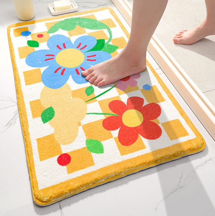 HKM-076755 Absorbent Polyester Cartoon Bathroom Floor Mat Non-Slip for Toilet & Door