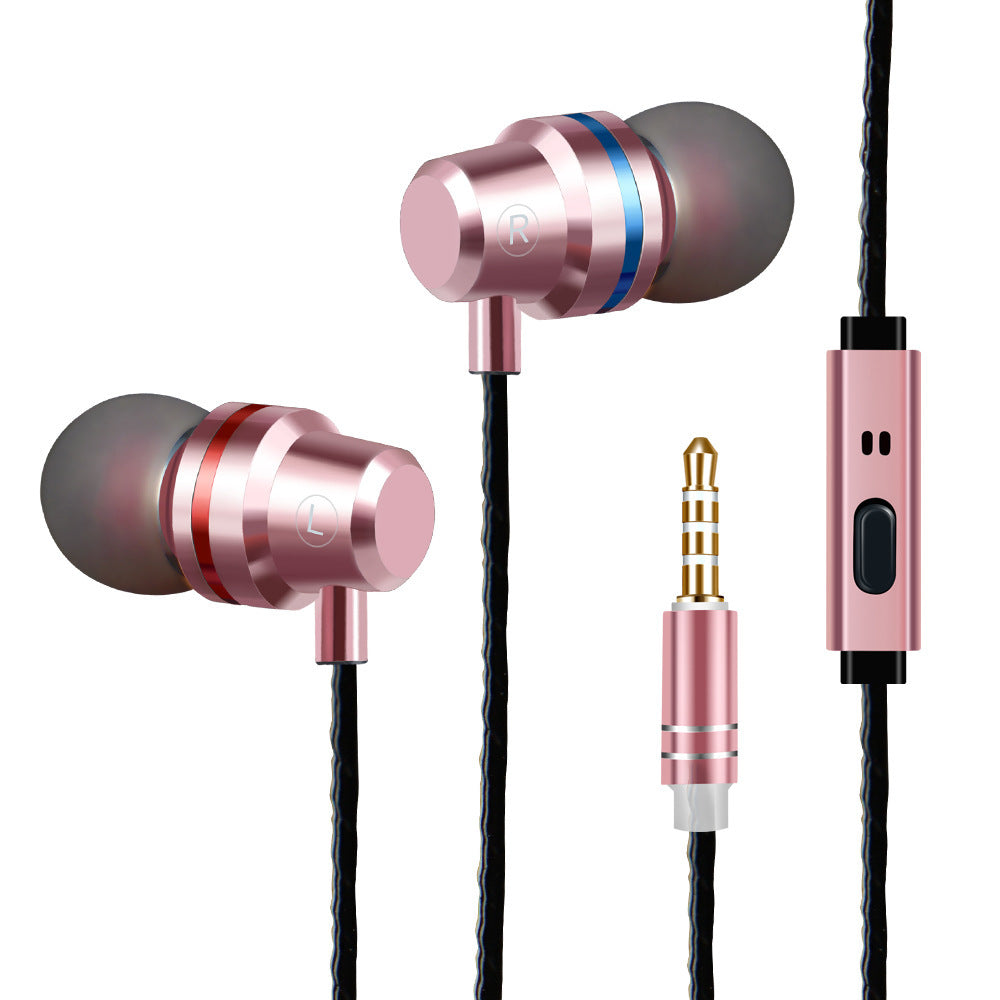 HKM-076755 In-Ear Metal Headphones with Dynamic Sound and TPE Cable, Various Color Options
