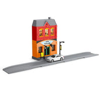 HKM-076947 1:64 Scale Diecast Alloy Car and Building Block Set for Urban Architecture Models