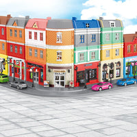 HKM-076947 1:64 Scale Diecast Alloy Car and Building Block Set for Urban Architecture Models