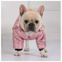 HKM-077011 Cotton-Padded Casual Dog Coat with Zipper in Silver, Pink, or Wine Red