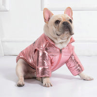 HKM-077011 Cotton-Padded Casual Dog Coat with Zipper in Silver, Pink, or Wine Red