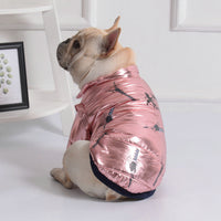 HKM-077011 Cotton-Padded Casual Dog Coat with Zipper in Silver, Pink, or Wine Red