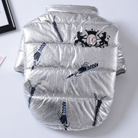 HKM-077011 Cotton-Padded Casual Dog Coat with Zipper in Silver, Pink, or Wine Red