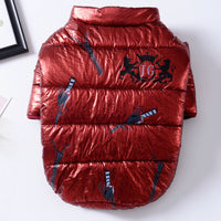 HKM-077011 Cotton-Padded Casual Dog Coat with Zipper in Silver, Pink, or Wine Red
