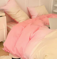 HKM-077011 Gradient Color Cotton Bed Set - 3-Piece and 4-Piece Options for Various Bed Sizes