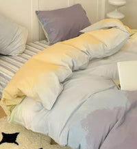 HKM-077011 Gradient Color Cotton Bed Set - 3-Piece and 4-Piece Options for Various Bed Sizes