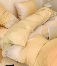 HKM-077011 Gradient Color Cotton Bed Set - 3-Piece and 4-Piece Options for Various Bed Sizes