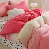 HKM-077011 Gradient Color Cotton Bed Set - 3-Piece and 4-Piece Options for Various Bed Sizes