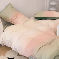 HKM-077011 Gradient Color Cotton Bed Set - 3-Piece and 4-Piece Options for Various Bed Sizes