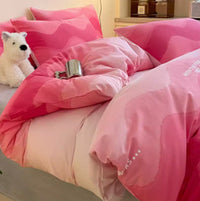 HKM-077011 Gradient Color Cotton Bed Set - 3-Piece and 4-Piece Options for Various Bed Sizes