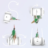 HKM-077139 Interactive Cat Toy with Interchangeable Feather and Plush Attachments, Automatic Play for Indoor Cats