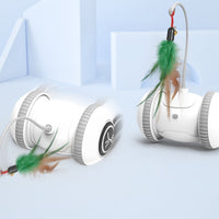 HKM-077139 Interactive Cat Toy with Interchangeable Feather and Plush Attachments, Automatic Play for Indoor Cats