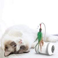 HKM-077139 Interactive Cat Toy with Interchangeable Feather and Plush Attachments, Automatic Play for Indoor Cats