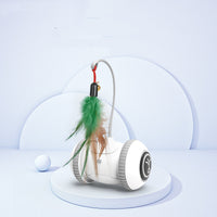 HKM-077139 Interactive Cat Toy with Interchangeable Feather and Plush Attachments, Automatic Play for Indoor Cats