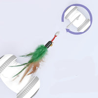 HKM-077139 Interactive Cat Toy with Interchangeable Feather and Plush Attachments, Automatic Play for Indoor Cats