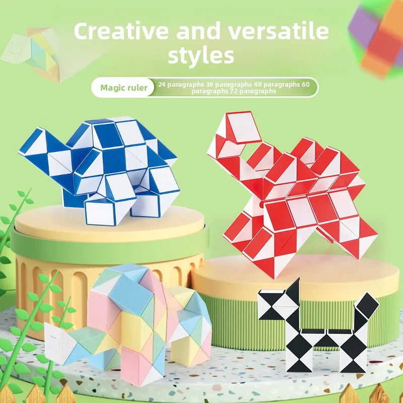 HKM-077267 Foldable Multi-Shape Color Magic Ruler 3D Cube Fidget Toy for Educational Fun