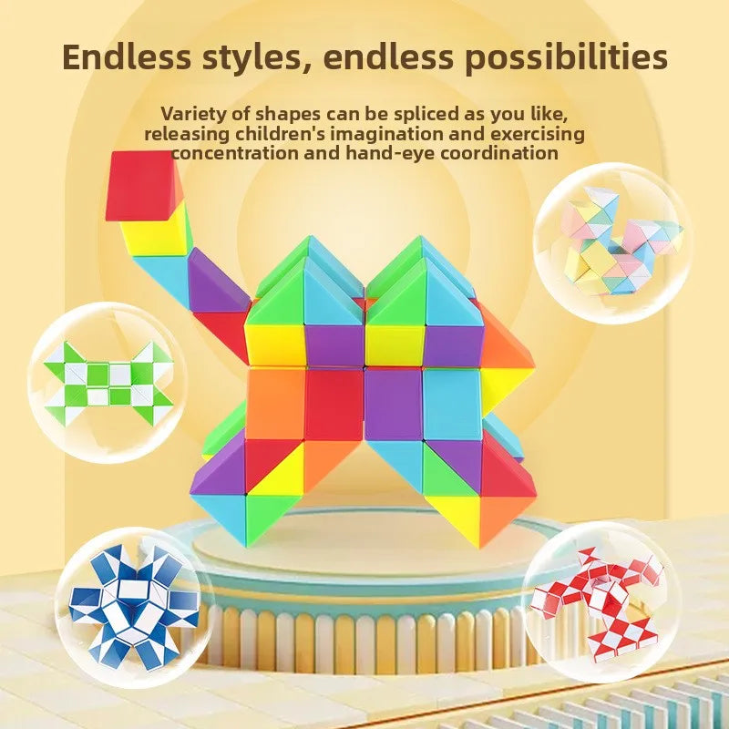 HKM-077267 Foldable Multi-Shape Color Magic Ruler 3D Cube Fidget Toy for Educational Fun