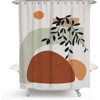 HKM-077395 Modern Nordic Abstract Polyester Waterproof Shower Curtain