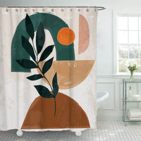 HKM-077395 Modern Nordic Abstract Polyester Waterproof Shower Curtain