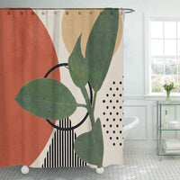 HKM-077395 Modern Nordic Abstract Polyester Waterproof Shower Curtain