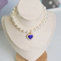 HKM-077395 Pearl Necklace Love Gem Cat Collar
