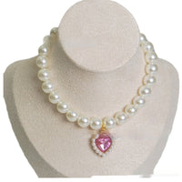 HKM-077395 Pearl Necklace Love Gem Cat Collar