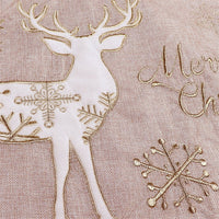 HKM-077459 48-Inch Gold and White Linen Christmas Tree Skirt for Holiday Decor