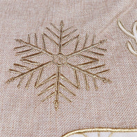 HKM-077459 48-Inch Gold and White Linen Christmas Tree Skirt for Holiday Decor