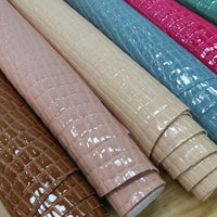 HKM-077523 Bubble Gum High-Gloss PU Leather Fabric - 140cm Wide, Stone Texture
