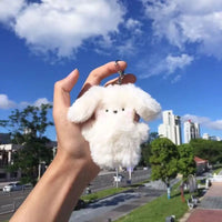 HKM-077523 Cute Cream Plush Rabbit Keychain Pendant for Keys - Soft Fluffy Bunny Doll Decor