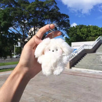 HKM-077523 Cute Cream Plush Rabbit Keychain Pendant for Keys - Soft Fluffy Bunny Doll Decor