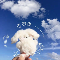 HKM-077523 Cute Cream Plush Rabbit Keychain Pendant for Keys - Soft Fluffy Bunny Doll Decor