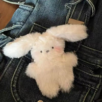 HKM-077523 Cute Cream Plush Rabbit Keychain Pendant for Keys - Soft Fluffy Bunny Doll Decor