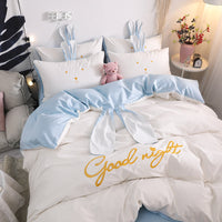 HKM-077523 Cute Rabbit & Bear Four-Piece Pure Cotton Bedding Set in Multiple Colors