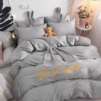 HKM-077523 Cute Rabbit & Bear Four-Piece Pure Cotton Bedding Set in Multiple Colors
