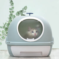 HKM-077523 Fully Enclosed Cat Litter Box with Shovel - Available in Pink and Blue