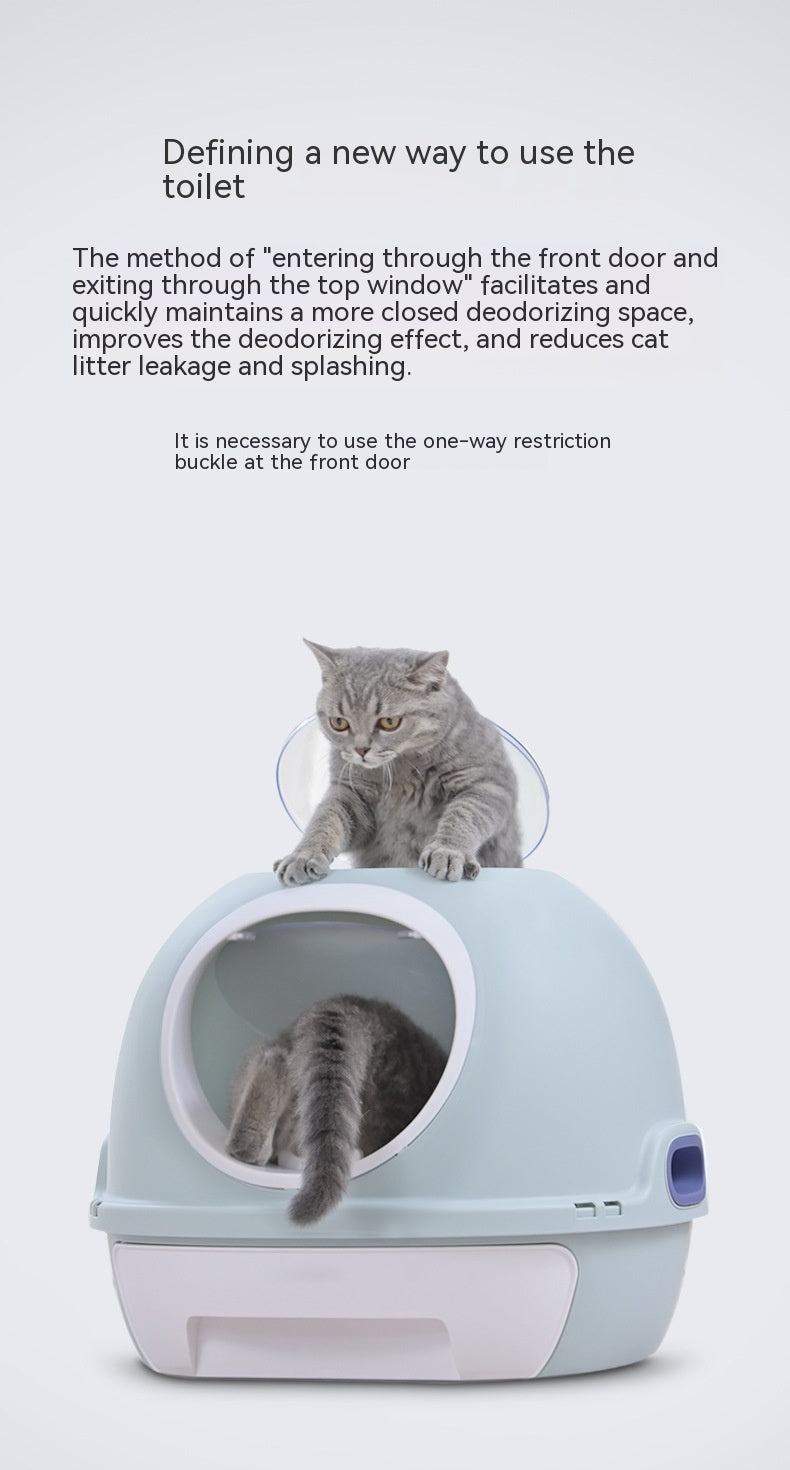 HKM-077523 Fully Enclosed Cat Litter Box with Shovel - Available in Pink and Blue