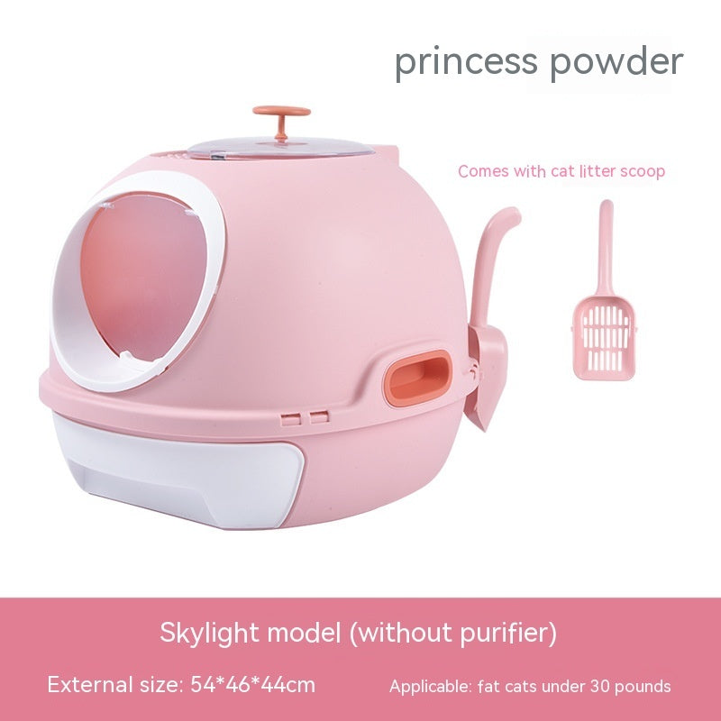 HKM-077523 Fully Enclosed Cat Litter Box with Shovel - Available in Pink and Blue
