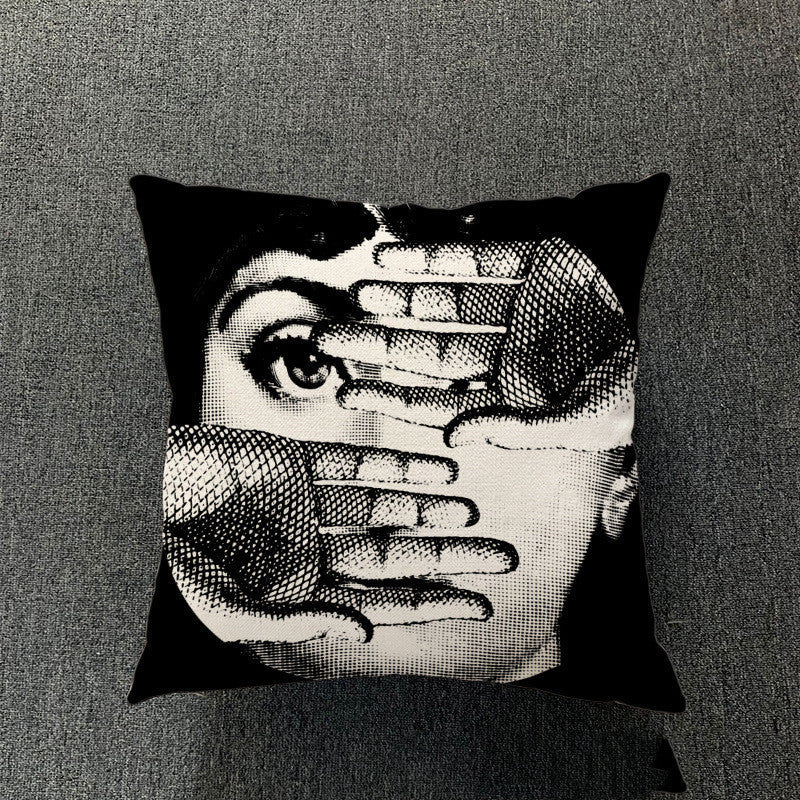 HKM-077651 Nordic Thick Cotton and Linen Pillowcase for Living Room - Colorful Designs, 45X45 cm