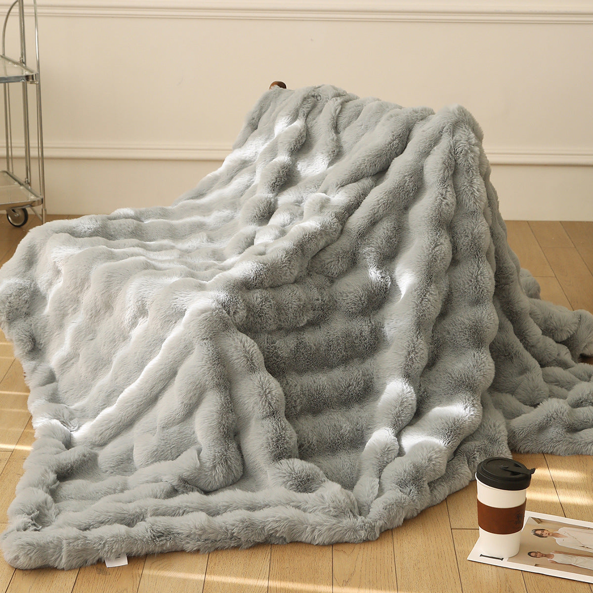 KTX-077651 Polyester Bubble Velvet Thickened Nap Blanket - Solid Colors & Multiple Sizes available