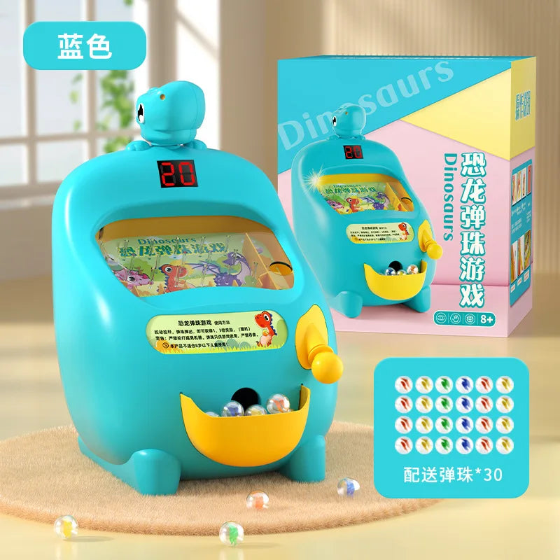 HKM-077843 Dinosaur Pinball Game Machine - Kids Pull Rod Glass Bead Educational Toy for Ages 2 and Up