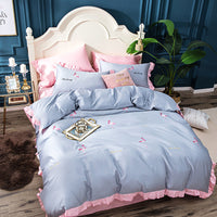 HKM-077843 Long-Staple Cotton Satin 4-Piece Bedding Set for 1.5-2.0M Beds
