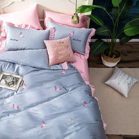 HKM-077843 Long-Staple Cotton Satin 4-Piece Bedding Set for 1.5-2.0M Beds