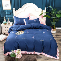 HKM-077843 Long-Staple Cotton Satin 4-Piece Bedding Set for 1.5-2.0M Beds