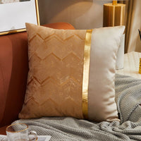 HKM-077971 Luxury Modern Lightweight Silk Satin Sofa Cushion Cover – Geometric Patterns and Metallic Colors