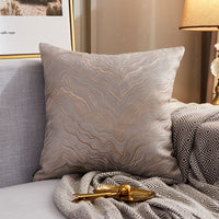 HKM-077971 Luxury Modern Lightweight Silk Satin Sofa Cushion Cover – Geometric Patterns and Metallic Colors