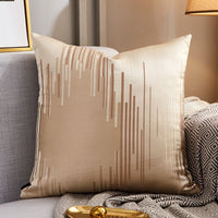 HKM-077971 Luxury Modern Lightweight Silk Satin Sofa Cushion Cover – Geometric Patterns and Metallic Colors