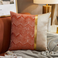 HKM-077971 Luxury Modern Lightweight Silk Satin Sofa Cushion Cover – Geometric Patterns and Metallic Colors
