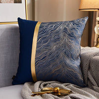 HKM-077971 Luxury Modern Lightweight Silk Satin Sofa Cushion Cover – Geometric Patterns and Metallic Colors